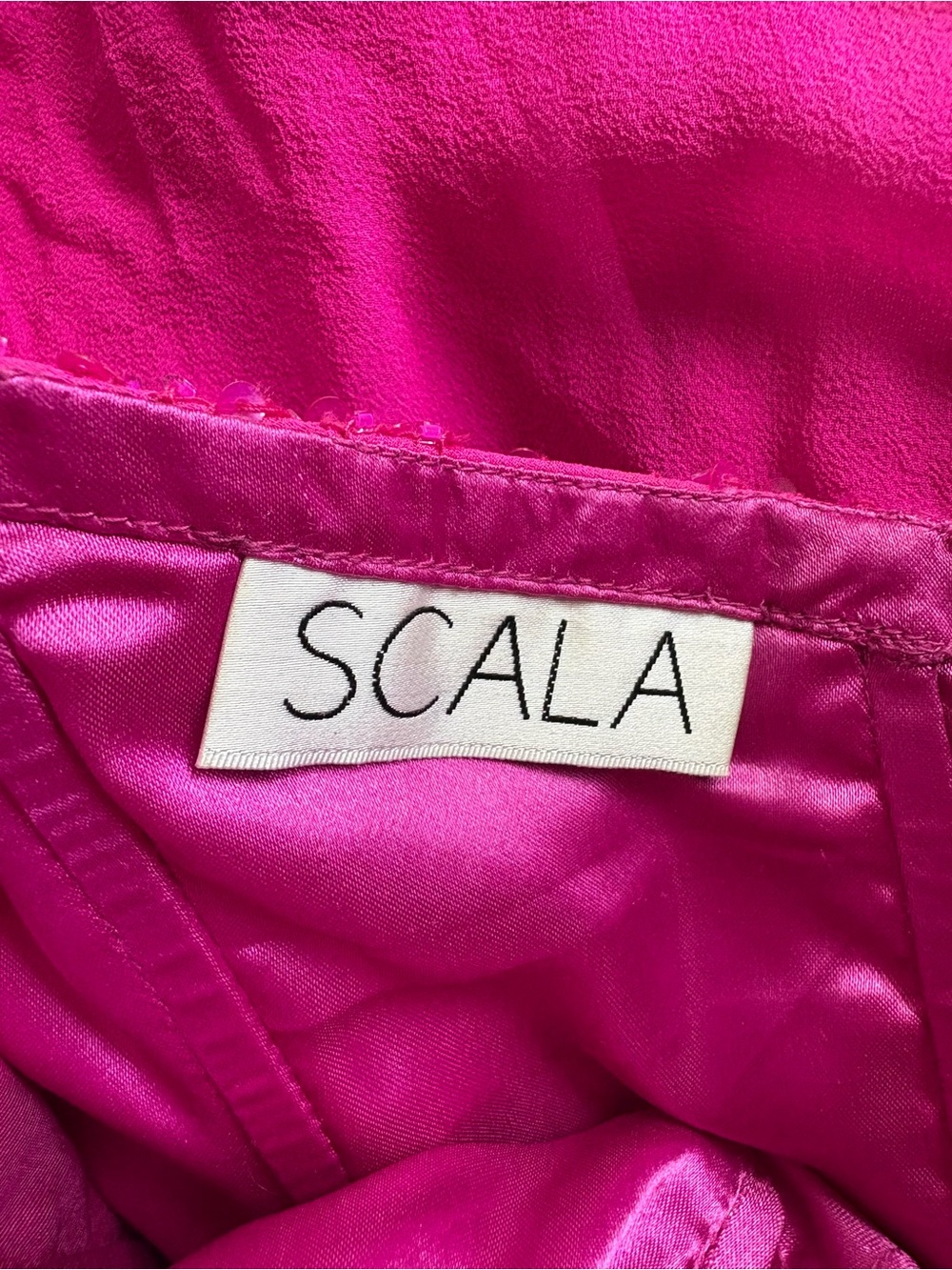 Vintage Y2K Scala Silk Gown Sequin Trim Gala Prom Wedding Size 10 Fairycore - Picture 6 of 7